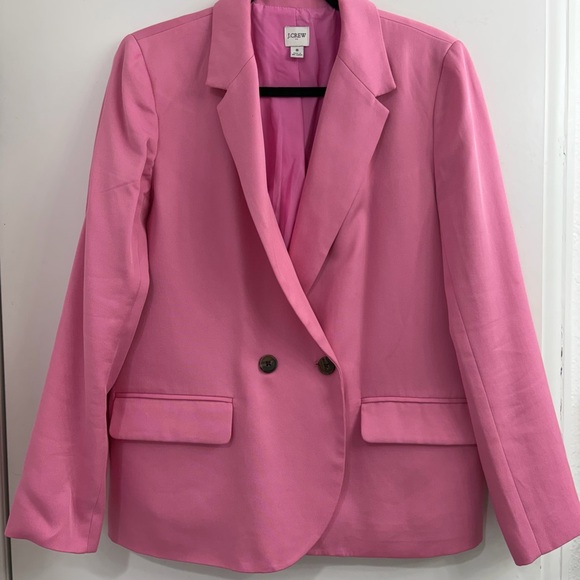 J. Crew Vibrant Pink Drapey Twill Double-Breasted Blazer - Picture 5 of 10